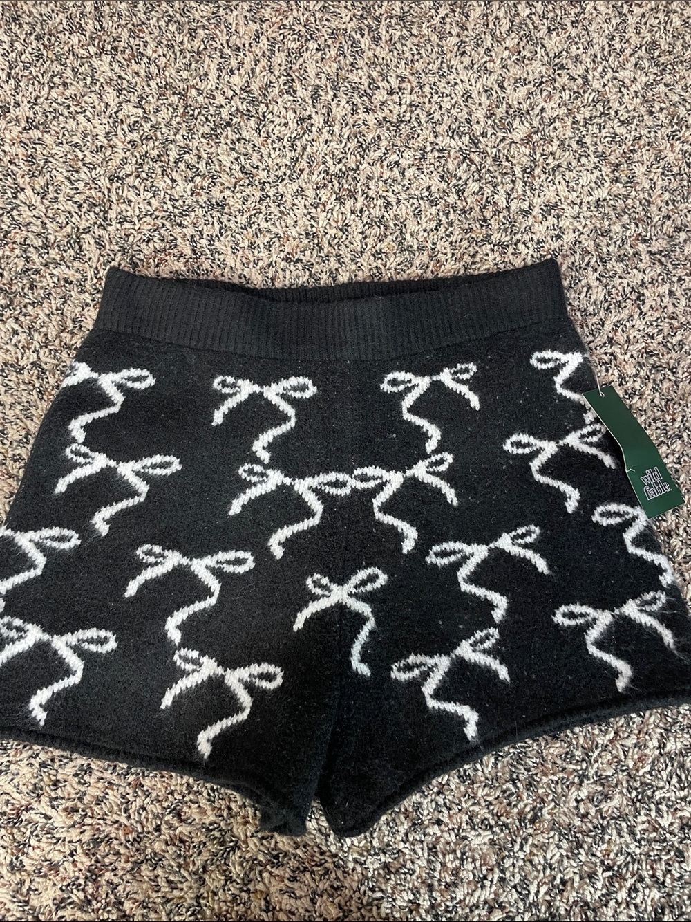 Wild Fable Black Bow-Pattern Knit Women's Sleep Lounge Shorts Var Sizes NWT
